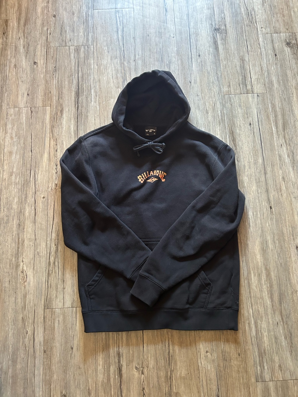 Billabong Men's Black Hoodie with Orange Logo